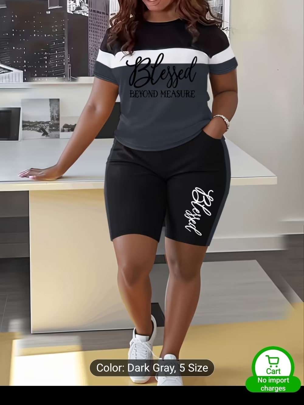 Blessed Beyond Measure Women's Shorts & Tshirt: Dark Grey